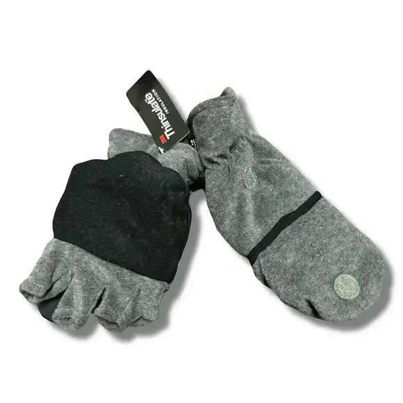 Unisex Gray 3M Thinsulate Winter Mittens M Warm Casual - Picture 4 of 7